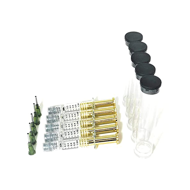 100 PCS Borosilicate Glass Luer Lock Syringe, 1mL, Reusable Glass Syringes with 14 Ga Blunt Tip Needles, for Lab, Vet, Craft, Art, Thick Liquids, Oil, Gel, Ink, Glue, Non Hypodermic(Gold putter)