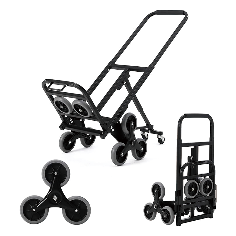 Stair Climbing Hand Truck, Heavy-Duty Hand Cart Dolly 330 lbs Load Capacity, Foldable Stair Climber Hand Trucks with Adjustable Handle, All Terrain Cart for Stairs with 10 Wheels