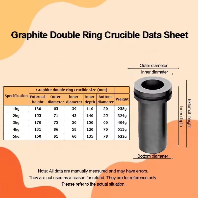 Graphite Crucible Silver Gold Melting 1Kg 2Kg 3Kg Furnace Graphite Double Ring Crucible
