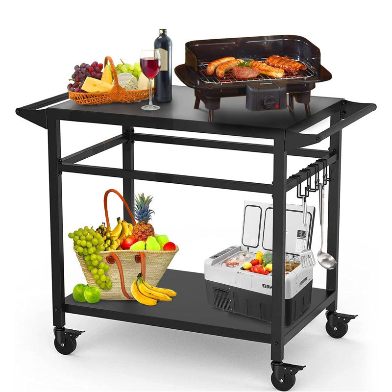 Dual Portable Barbecue Cart, Outdoor Camping Food Cart Grill