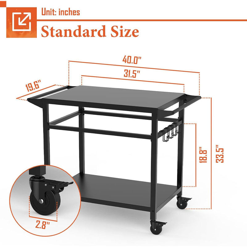 Dual Portable Barbecue Cart, Outdoor Camping Food Cart Grill