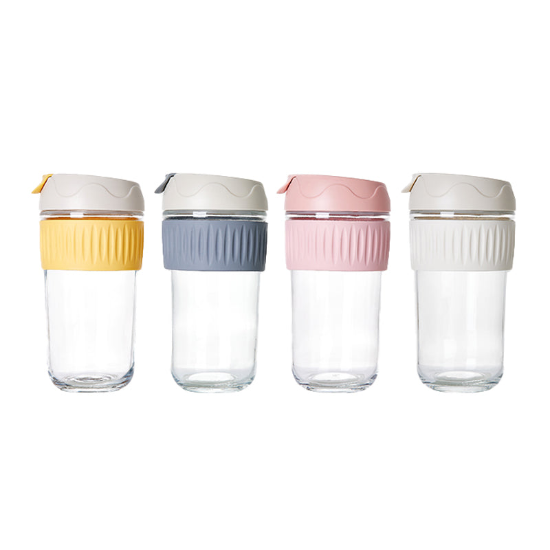 Hand Cup Heat-Resistant Coffee Cup Glass Portable Tea Cup Household Cute Milk Cup 2 Pieces 500ML