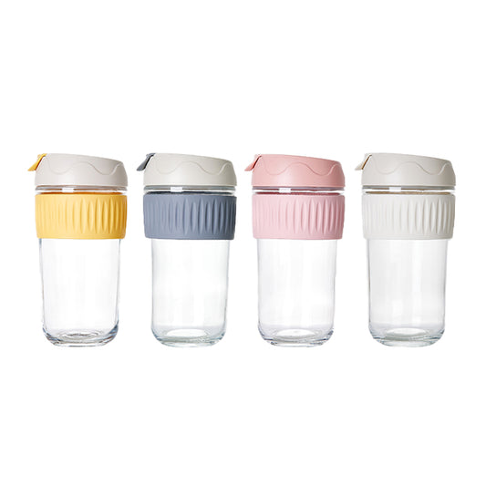 Hand Cup Heat-Resistant Coffee Cup Glass Portable Tea Cup Household Cute Milk Cup 2 Pieces 500ML