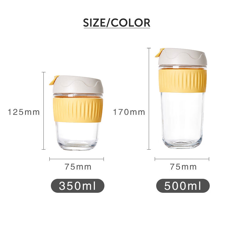 Hand Cup Heat-Resistant Coffee Cup Glass Portable Tea Cup Household Cute Milk Cup 2 Pieces 500ML