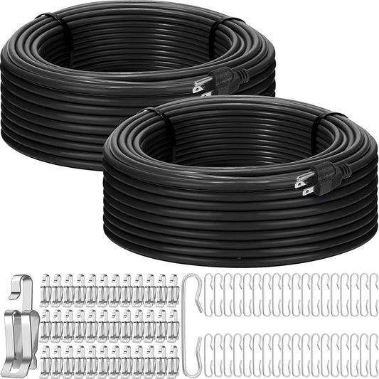 2 Rolls 120 Feet 120V Heating Cable Deicing Cable Heated Pipe Cable for Roof Ice Melting Freeze Protection