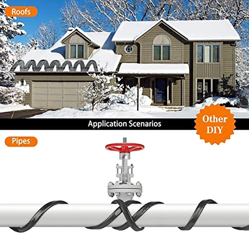 80FT Deicing Heating Cable Pipe Freeze Protected Water Pipe Heating Cable, Self Regulating Temperature, with Mounting Buckle, 120V 8W/ft Heat Tape