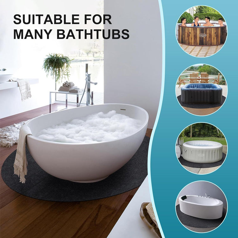 90 Inch Diameter Round Inflatable Hot Tub Mat, Extra Large Inflatable Hot Tub Mat, Waterproof Non-Slip Backing, Floor Protector, Reusable