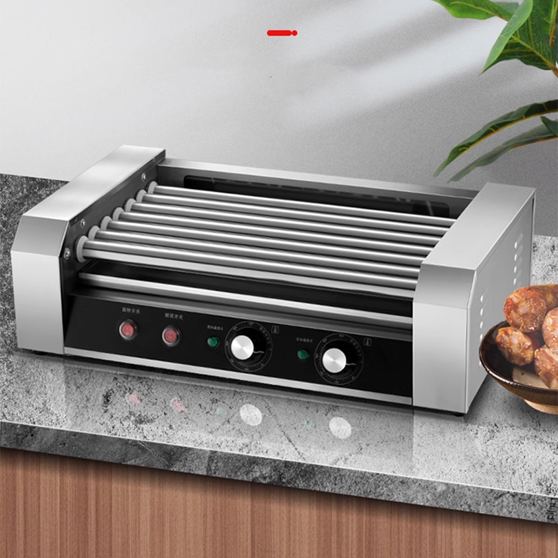 Hot Dog Roller, 18 Hot Dog Capacity, 7 Rollers, 1050W Stainless Steel Cooking And Warming Machine With Dual Temperature Control, Led Light And Removable Drip Tray, Sausage Grill For Kitchen Restaurant
