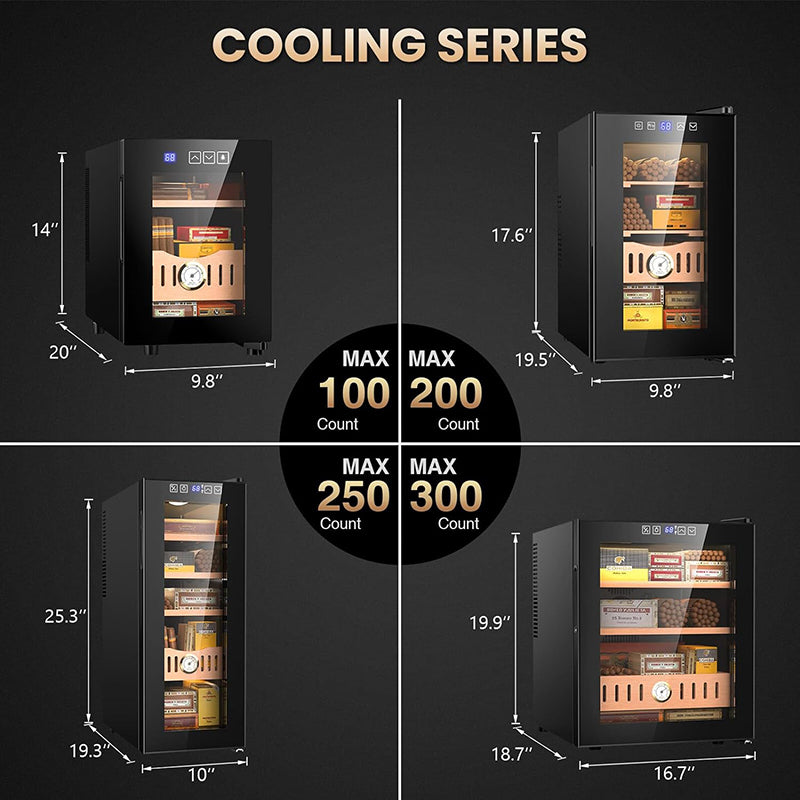 16L Electric Humidor 100 Cigars Humidor Cabinet with Cooling Temperature Control Electric Cooling Cigar Fridge