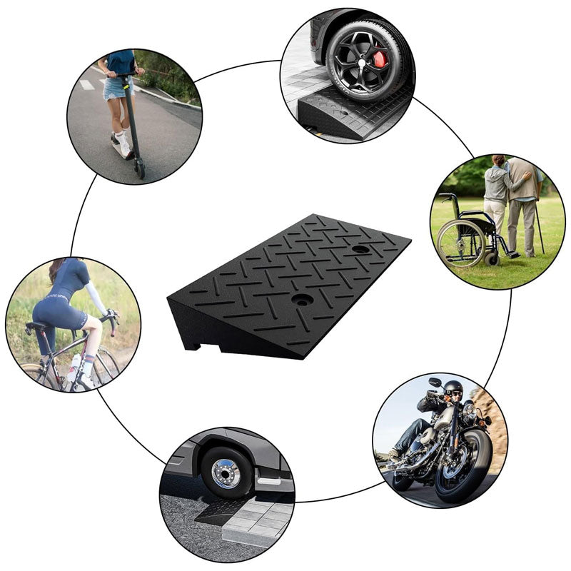 Vehicle Sidewalk Ramp, Black Heavy Duty Ramp, Rubber Threshold Ramp, Car Climbing Mat Rubber Road Ramp