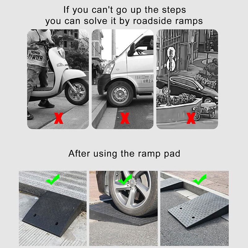 Vehicle Sidewalk Ramp, Black Heavy Duty Ramp, Rubber Threshold Ramp, Car Climbing Mat Rubber Road Ramp