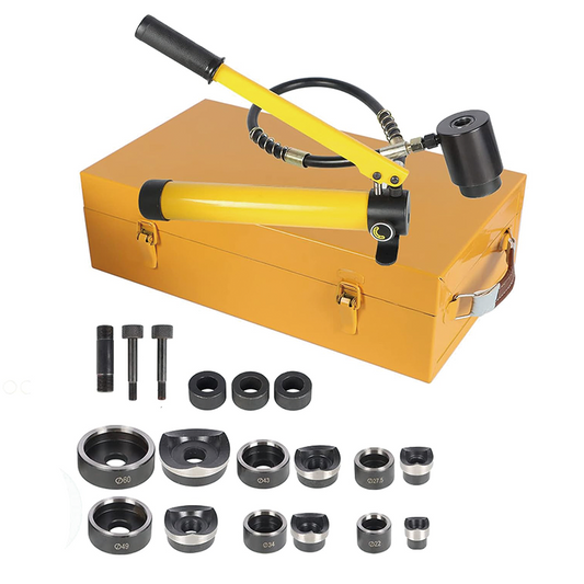 Hydraulic Knockout Punch Driver Tool Kit ,10 Ton 1/2" to 2",Electrical Conduit Hole Cutter Set KO Tool Kit with 6 Dies Knockout Punches for installing repairing wire pipeline signal lamp machinery