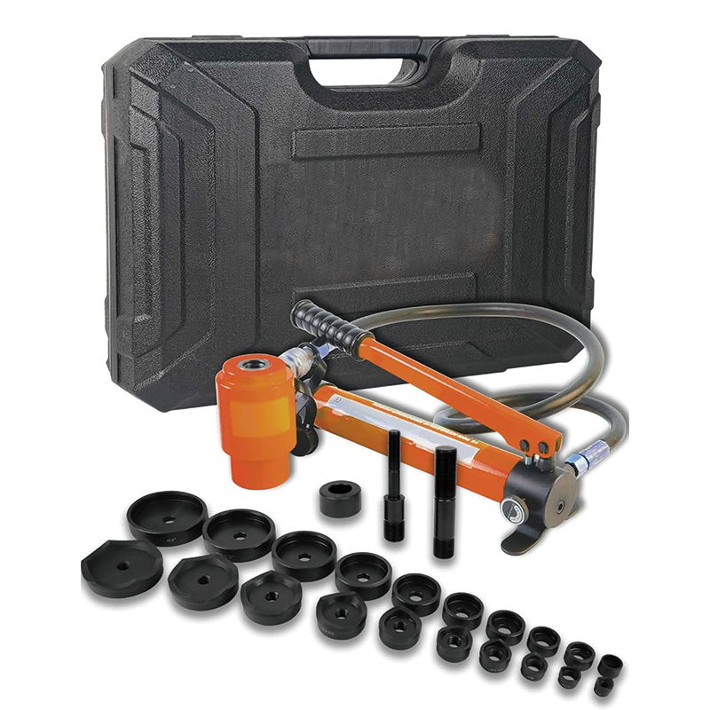 Hydraulic Knockout Punch Kit, 15 Ton 1/2 Inch to 4 Inch , Hydraulic Punch Driver Kit Manual Hole Knockout Puncher Tool w/ 10 Dies