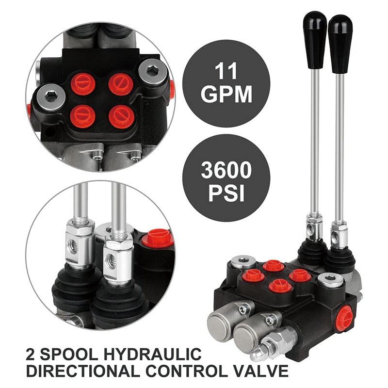 Hydraulic Flow Control Valve 2 Spool 11 GPM,Tractor Loader W/Joystick Small Tractors/Tanks Loaders Log Splitters 3600 PSI
