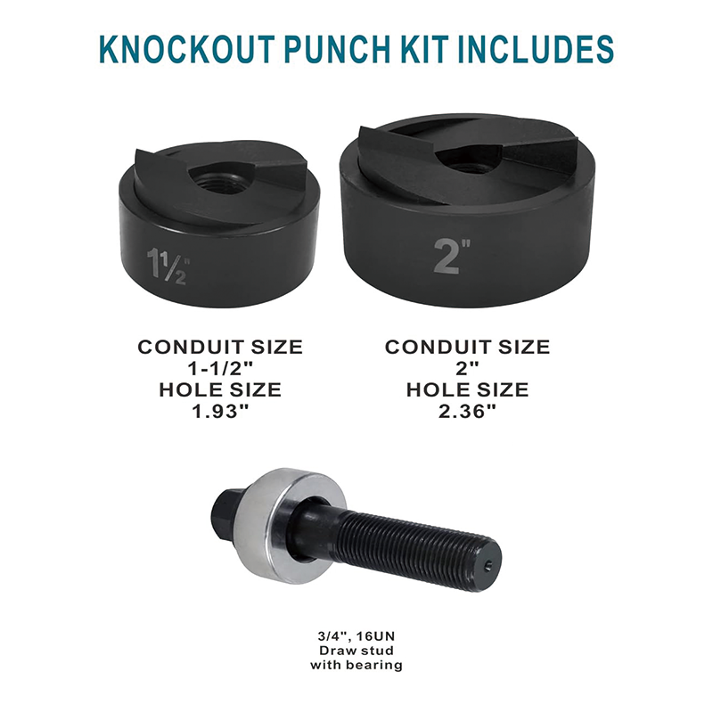 Hydraulic Knockout Punch Driver Kit , 1-1/2 inch to 2 inch Electrical Conduit Hole , Knockout Punch kit