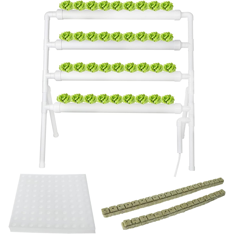 4 Tiers 36 Plants Hydroponic Grow Kit Garden Planting System Hydroponic Grow System Hydroponic Garden Plant Growing System with Rockwool Grow Basket and Sponge