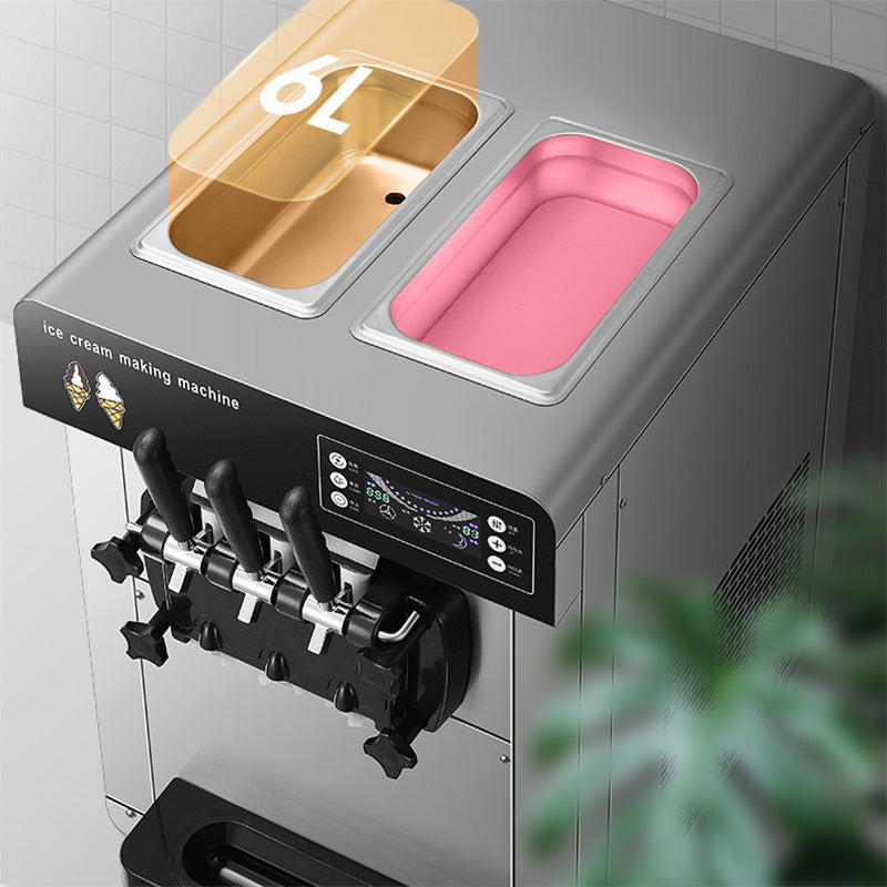 Soft Serve Ice Cream Maker with 2x6L Hopper Desktop Commercial Ice Cream Maker for Coffee Shop Cafeteria Restaurant