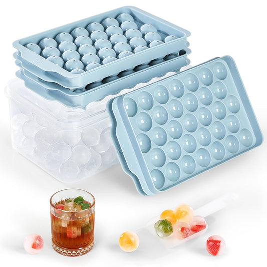 99PCS Ice Cube Tray with Lid and Bin 3 Pack Ice Trays for Freezer  Round Ice Cube Trays Circle Ice Cube Tray for Chilling Drinks