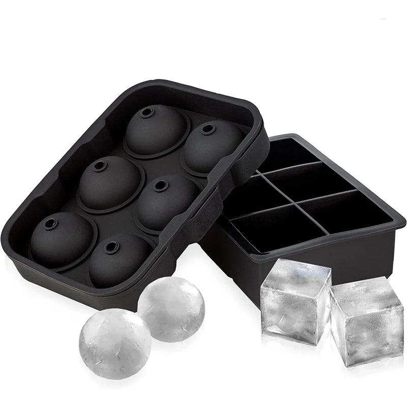 10PCS Ice Cube Trays Bpa Free Silicone Sphere Whiskey Ice Ball Large Square Ice Cube Molds With Funnel For Cocktails Bourbon