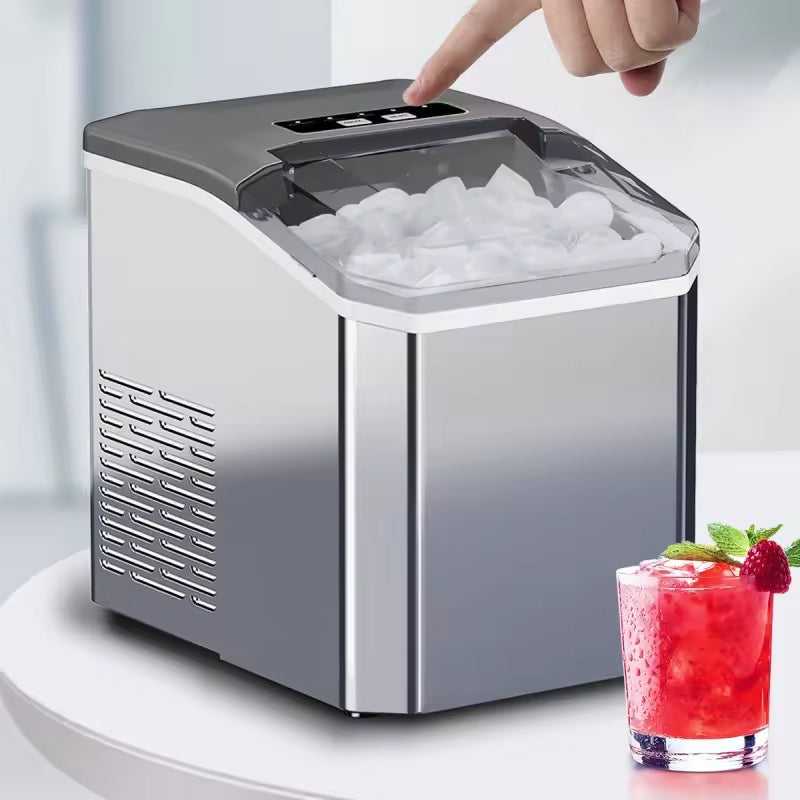 Portable Mini Ice Maker Machine Stainless Steel Housing Ball Ice Maker Making Machine With Scoop And Basket