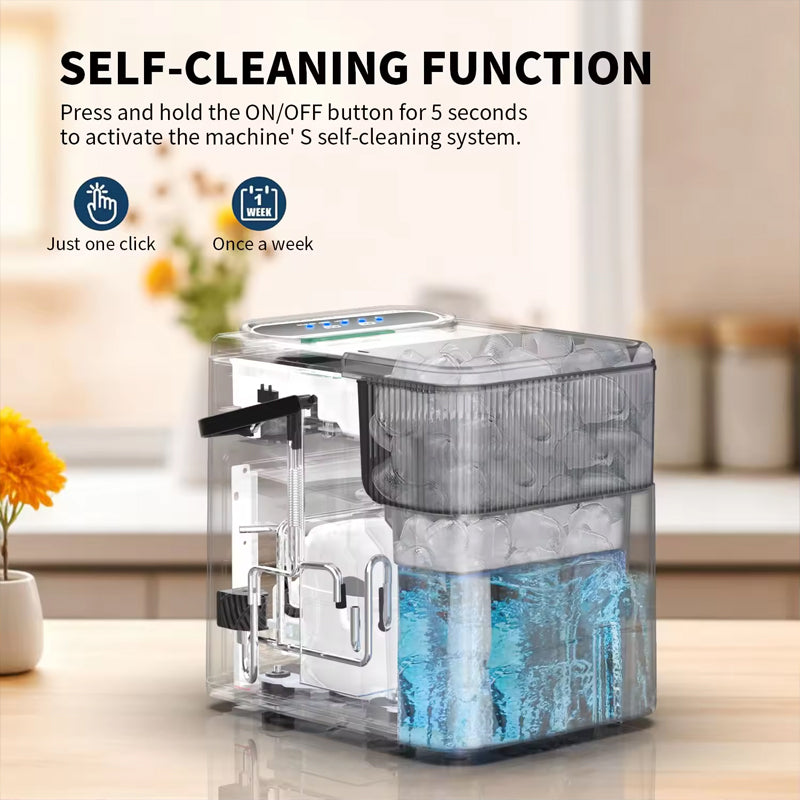 Electric Countertop Ice Maker 12kgs/24h Portable Household Commercial Bullet Ice Maker Small Mini Instant Ice Maker