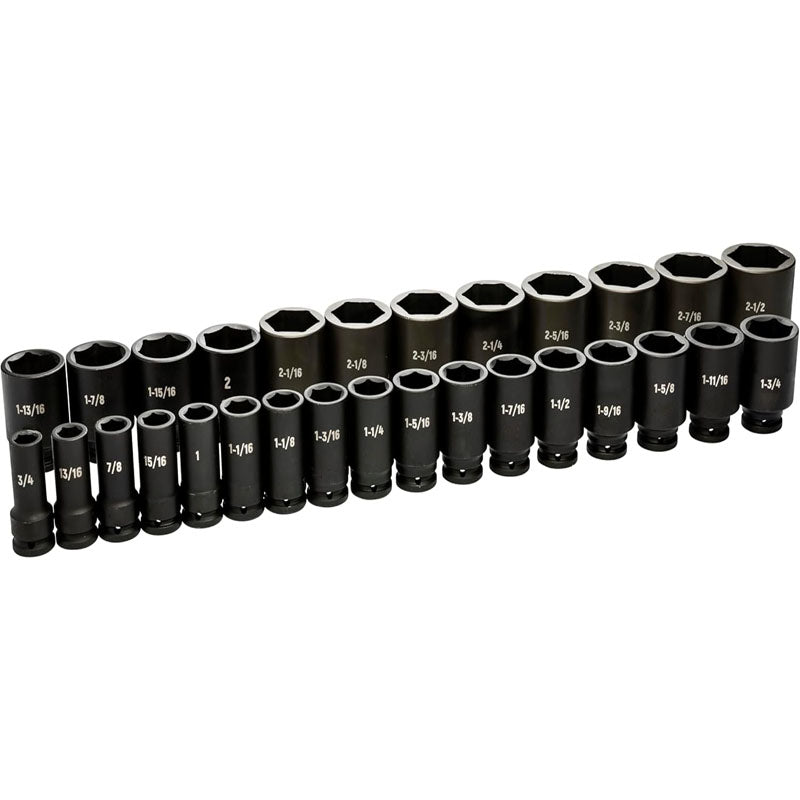 29 Piece 3/4 Inches Impact Sockets 6-Point Sockets 3/4 inch - 2-1/2 inch Rugged Construction