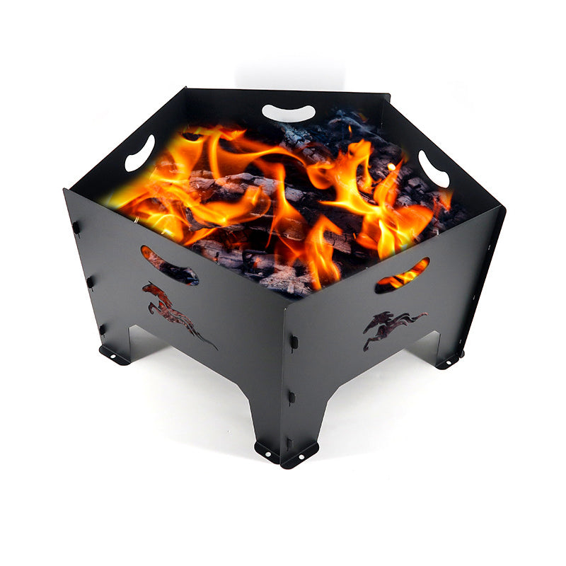 Folding Campfire Rack Portable Outdoor Stove 23.5x23.5x12 Inch Wood Stove Suitable For Courtyard Camping Party Outdoor