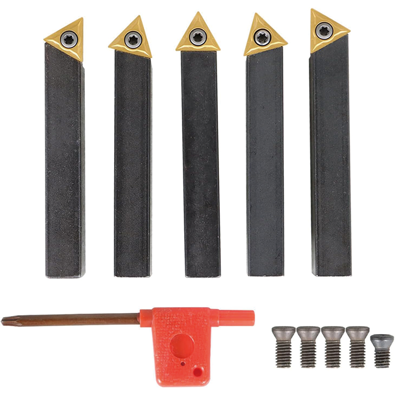 5Pcs Indexable Carbide Lathe Tools with TCMT16T304 Carbide Inserts,1/2" Metal Lathe Cutting Tools,for Lathe Black Compact and Portable