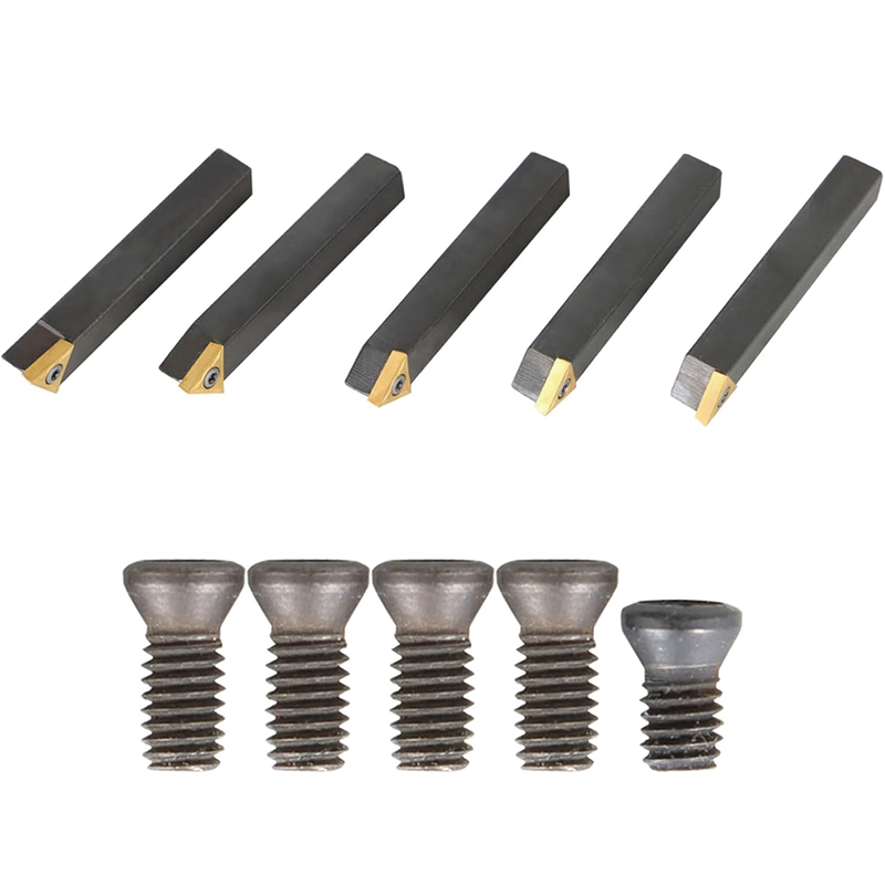 5Pcs Indexable Carbide Lathe Tools with TCMT16T304 Carbide Inserts,1/2" Metal Lathe Cutting Tools,for Lathe Black Compact and Portable