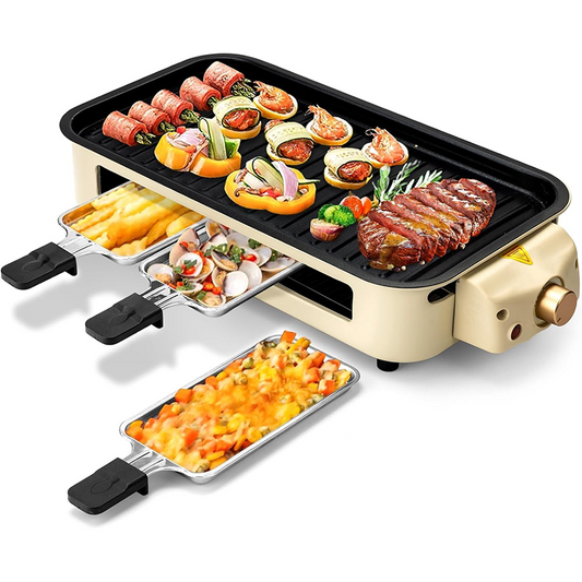 1500W Electric Indoor Grill, 2 In 1 Kitchen Indoor Grill With Grill Grid And Non-Stick Cooking Removable Plate, Temperature Control, Dishwasher Safe, Smokeless Grill