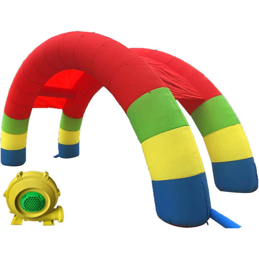 Inflatable Arch with 370W Blower Twin Arches 26ft X 13ft Inflatable Rainbow Arch for Advertising Birthday Party