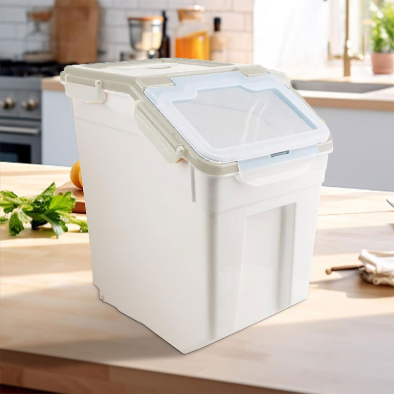 2-Pack Large Flour Storage Container With Wheels, Airtight Locking Lid For Flour, Rice, Grains