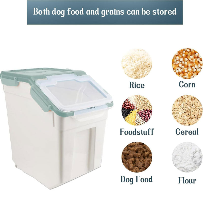 2 Pack Large Flour Storage Containers 50 Lbs Sealed Rice Storage Containers With Wheels Sealed Locking Lid For Flour, Rice, Grains