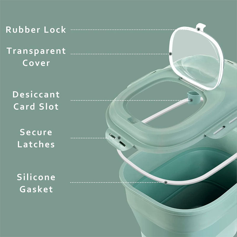 Grain Rice Food Storage Container, Foldable, With Roller Seal Lock Lid