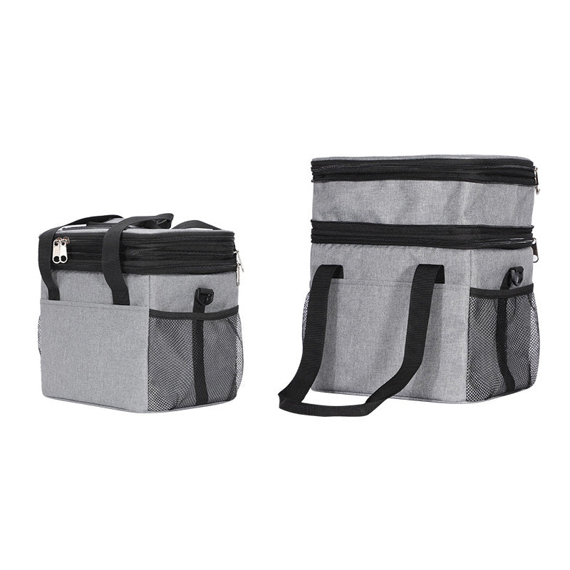 Double-Layer Zipper Expansion Insulation Bag Waterproof Large Capacity Outdoor Picnic Bag