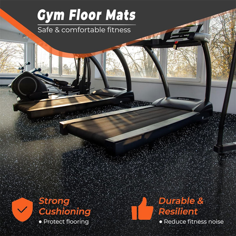 0.4 Inch Home Gym Fitness Flooring, 6 Piece Gym Floor Mats, Interlocking Rubber Floor Mats, 24" x 24" Fitness Exercise Equipment Mats For Gym, Home