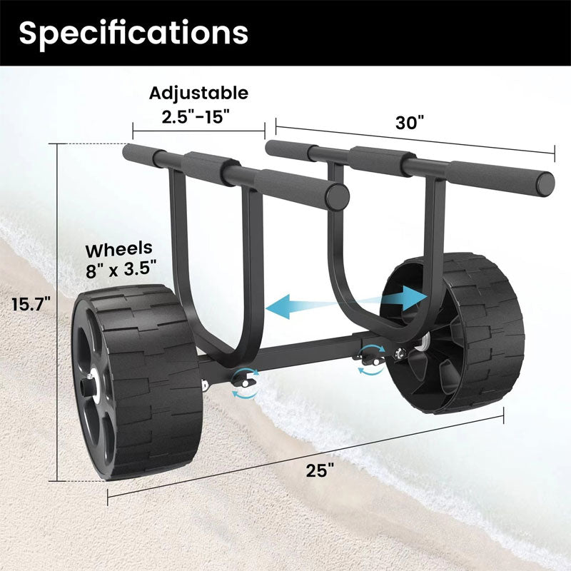 Heavy Duty Universal Kayak Dolly Cart For Kayaks, Canoes, Paddle Boards, Float Mats