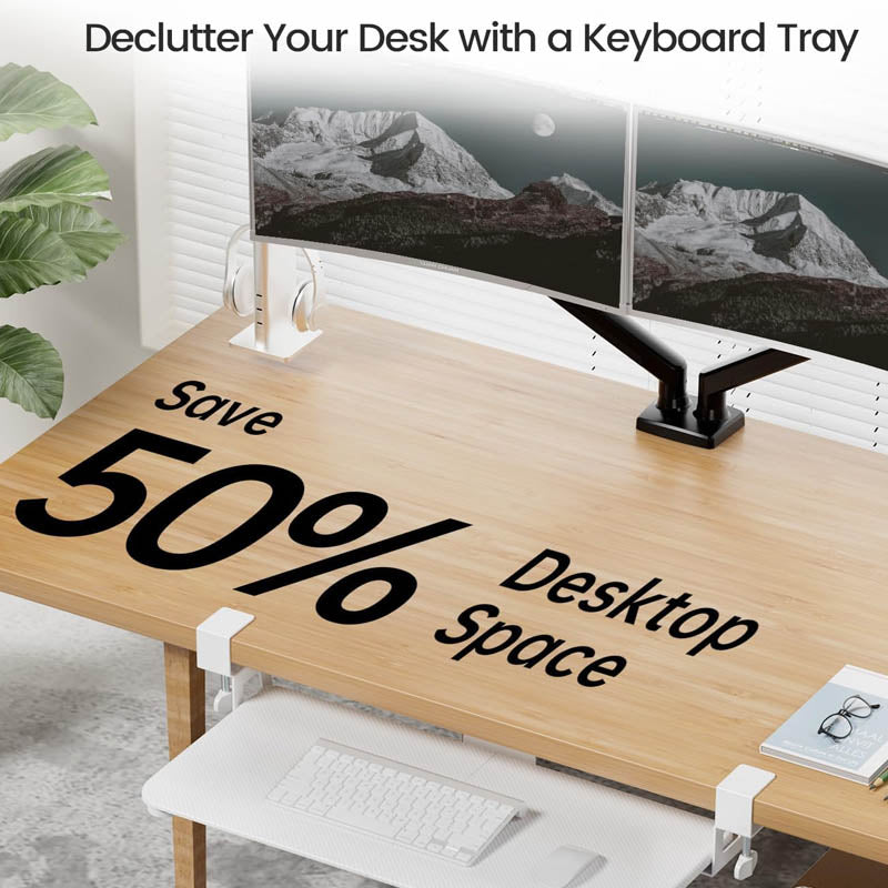 Keyboard Drawers & Platforms 26'' x 11 Inch  Keyboard Tray Under Desk with Extra Sturdy C Clamp Mount System