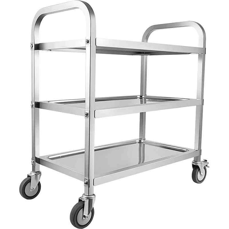 Utility Cart, 33'' L x 18'' W x 35''H, 3 Tier Stainless Steel Utility Cart with Locking Wheels Shelf for Kitchen Restaurant Hotels