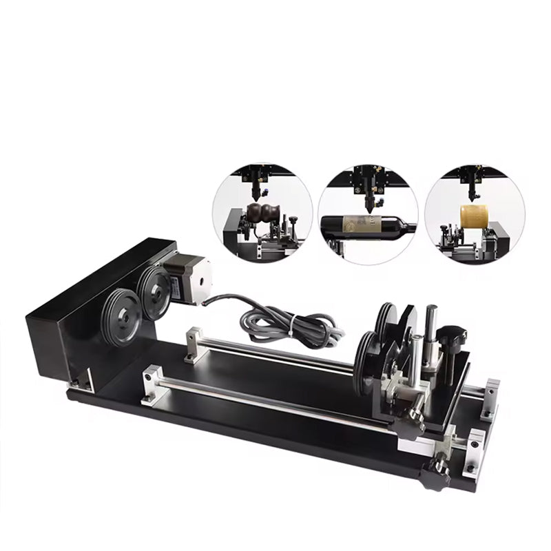 Diamond Laser Rotation Axis Attachment With Wheels Rotary Rollers Stepper Motors For Cnc Laser Machine Rotary Axis
