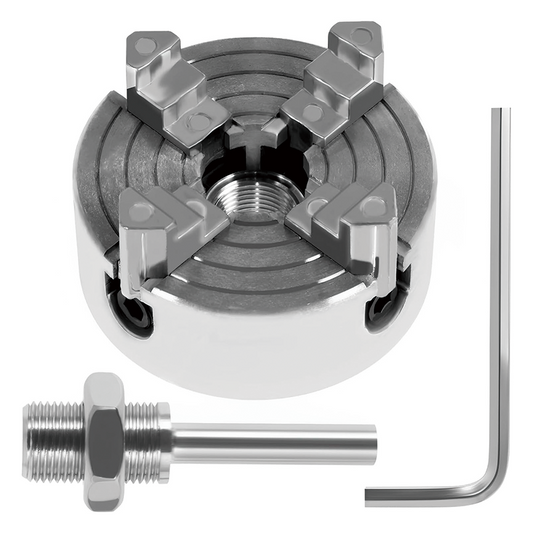 4-Jaw Metal Lathe Chuck Kit,Wood Turning Chuck,Zinc Alloy Self-Centering Wood Lathe Chuck with Wrench for Woodworking