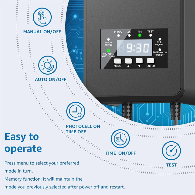 120W Lighting Safety Transformer with Timer and Photocell Sensor Waterproof  for Spotlight Pathway Lightst