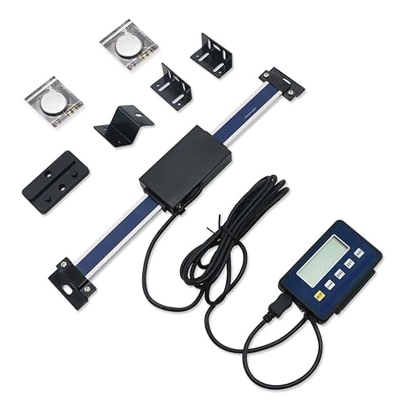 Digital Readout,0-150mm/0-6inch Accurate Digital LCD Digital Readout Lathe Linear Scale for Milling Machines,with L-Shaped Brackets Z-Shaped Brackets Thickened Plates Screws Button Cells