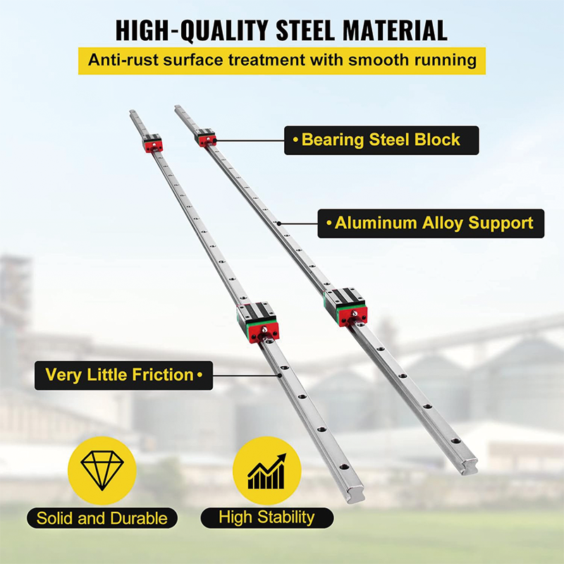 2pcs Linear Guide Rail HSR15-1500mm,4X Square Type Carriage Bearing Blocks,Linear Rail Support for 15mm