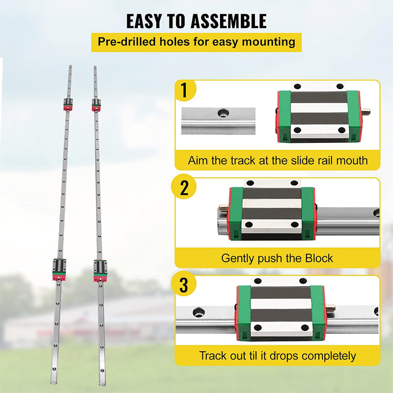 2pcs Linear Guide Rail HSR15-1500mm,4X Square Type Carriage Bearing Blocks,Linear Rail Support for 15mm