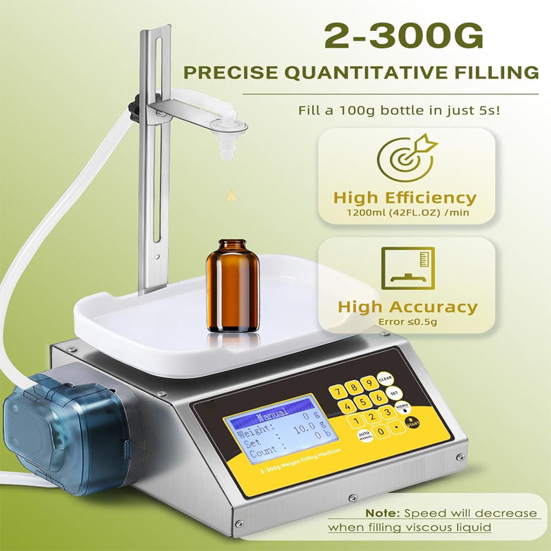 Liquid Filling Machine 2-300 g Weighing Capacity Digital Control for Perfume MCT Oil Essential Oil Nail Polish