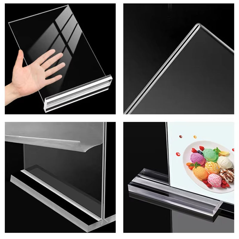 6 Pack Vertical T Shape Double-Sided Acrylic Sign Holder 8.5x11 Inch Display Rack High Clear Acrylic Table Tent Display Stand