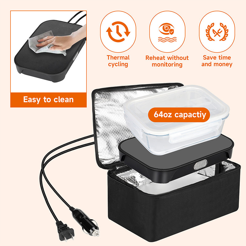 12V 24V Food Warmer Electric Lunch Box Personal Heated Lunch Box for Cooking and Reheating Food in Car,Truck,Camping, Work