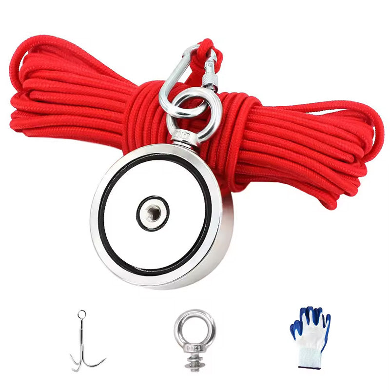 Double Sided Magnetic Recovery Salvage Fishing Magnet Kit with Rope Magnet Fishing Kit Neodymium Magnet