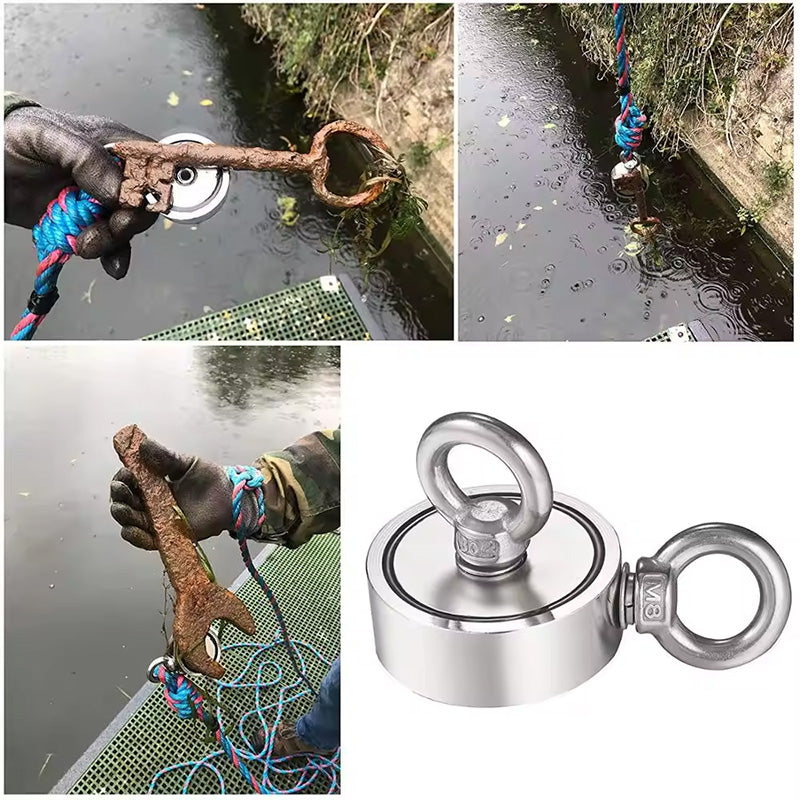 Double Sided Magnetic Recovery Salvage Fishing Magnet Kit with Rope Magnet Fishing Kit Neodymium Magnet